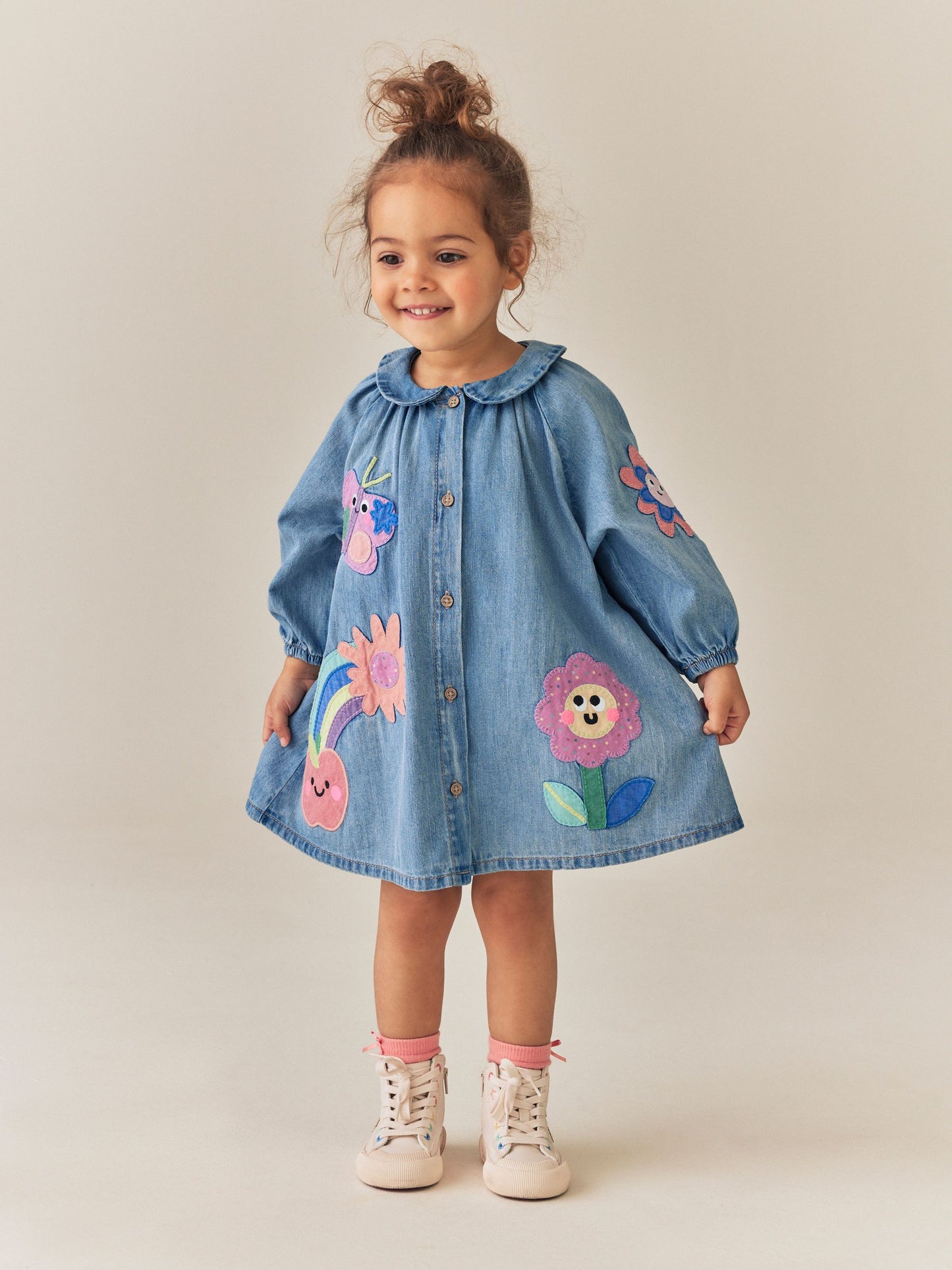 Dsiney Kidz - Blue Denim Long Sleeve Dress (3mths-8yrs) image 2