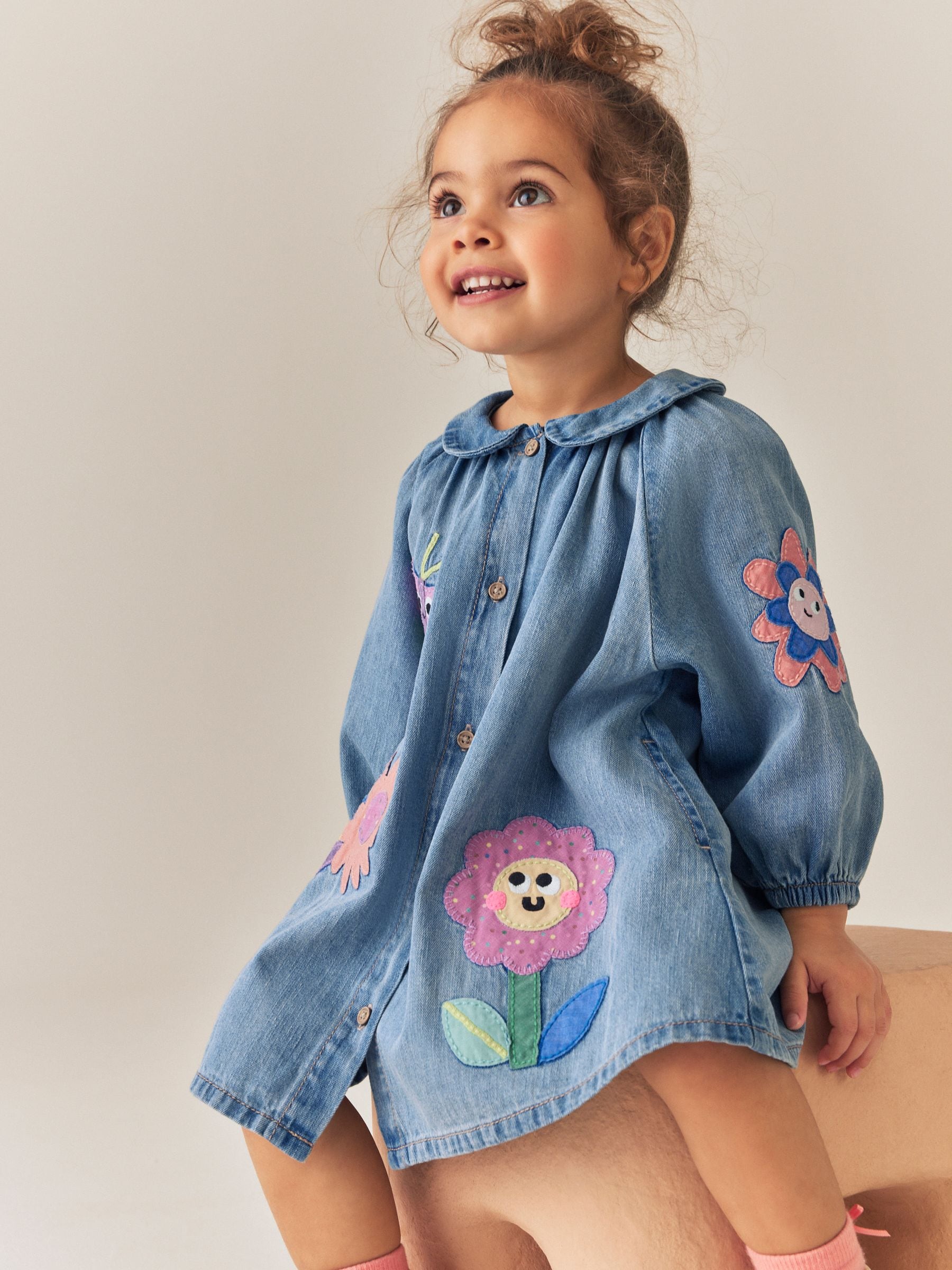 Dsiney Kidz - Blue Denim Long Sleeve Dress (3mths-8yrs) image 3
