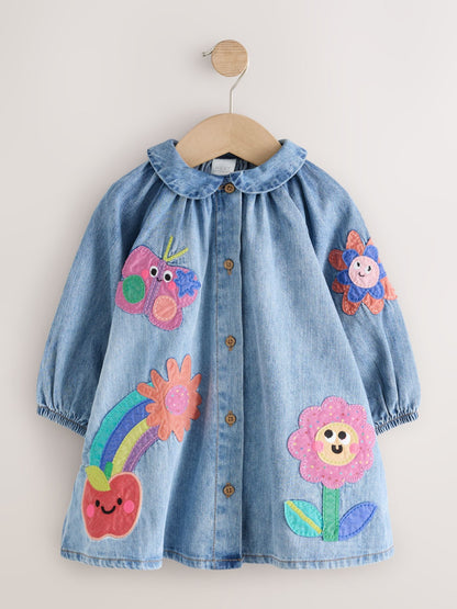 Dsiney Kidz - Blue Denim Long Sleeve Dress (3mths-8yrs) image 6