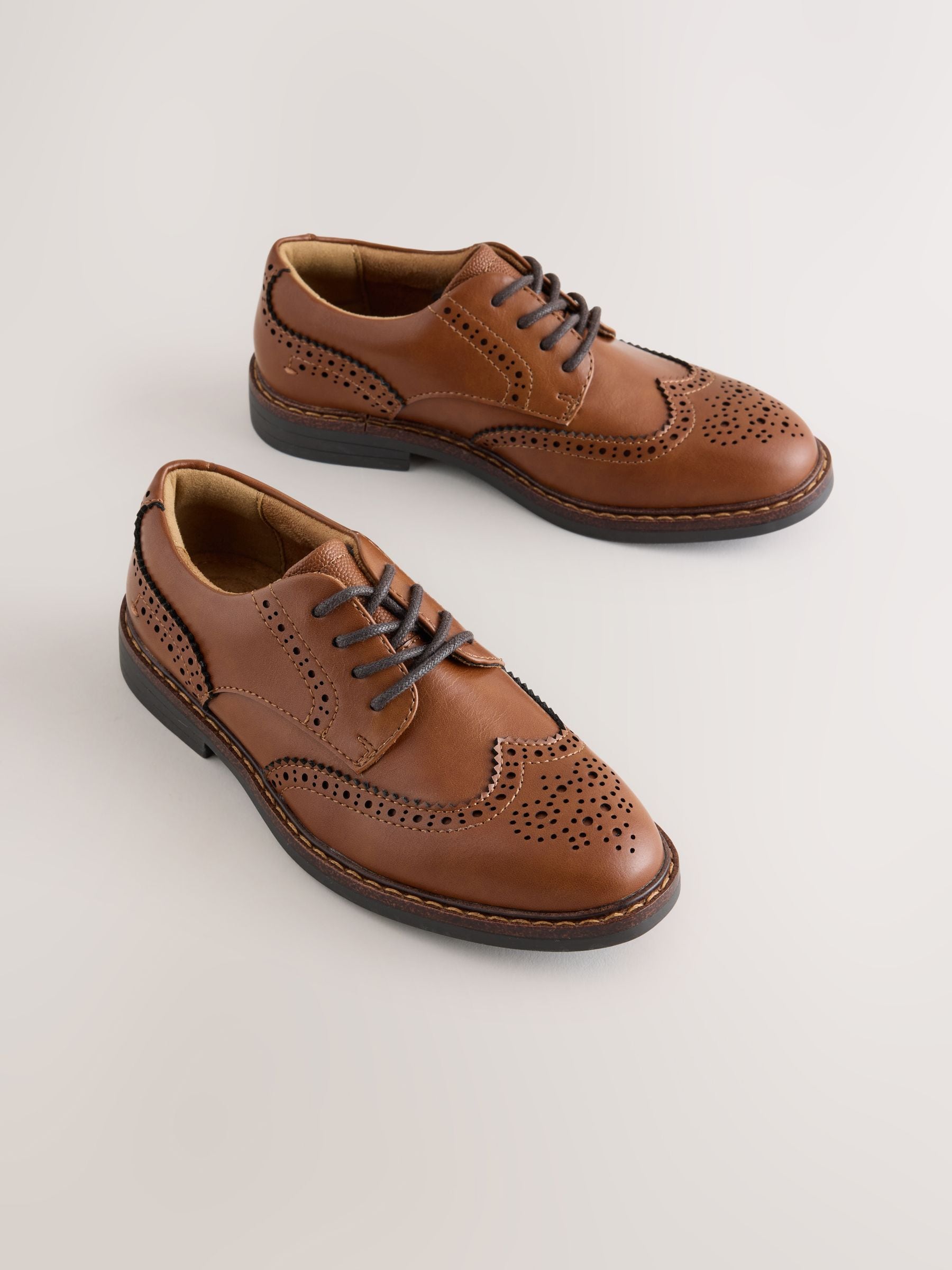 Tan Brown Lace-up Brogue Shoes image 1