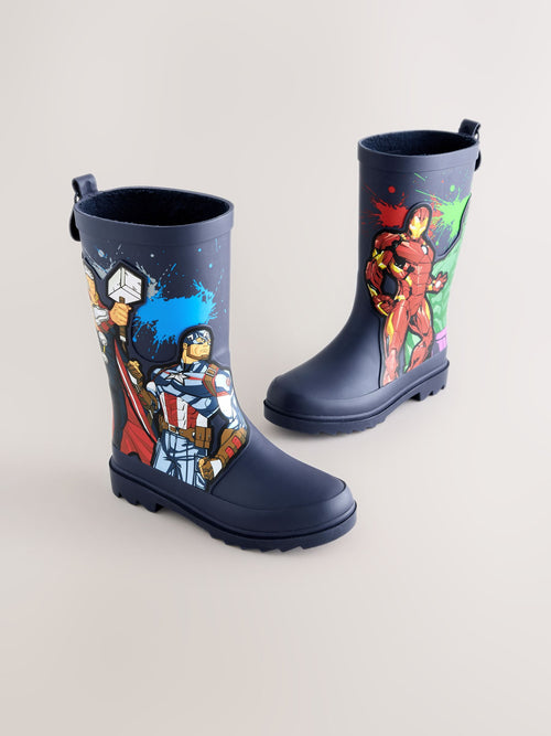 Navy Marvel Rubber Wellies image 1