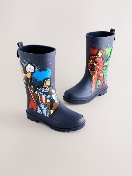 Navy Marvel Rubber Wellies image 1