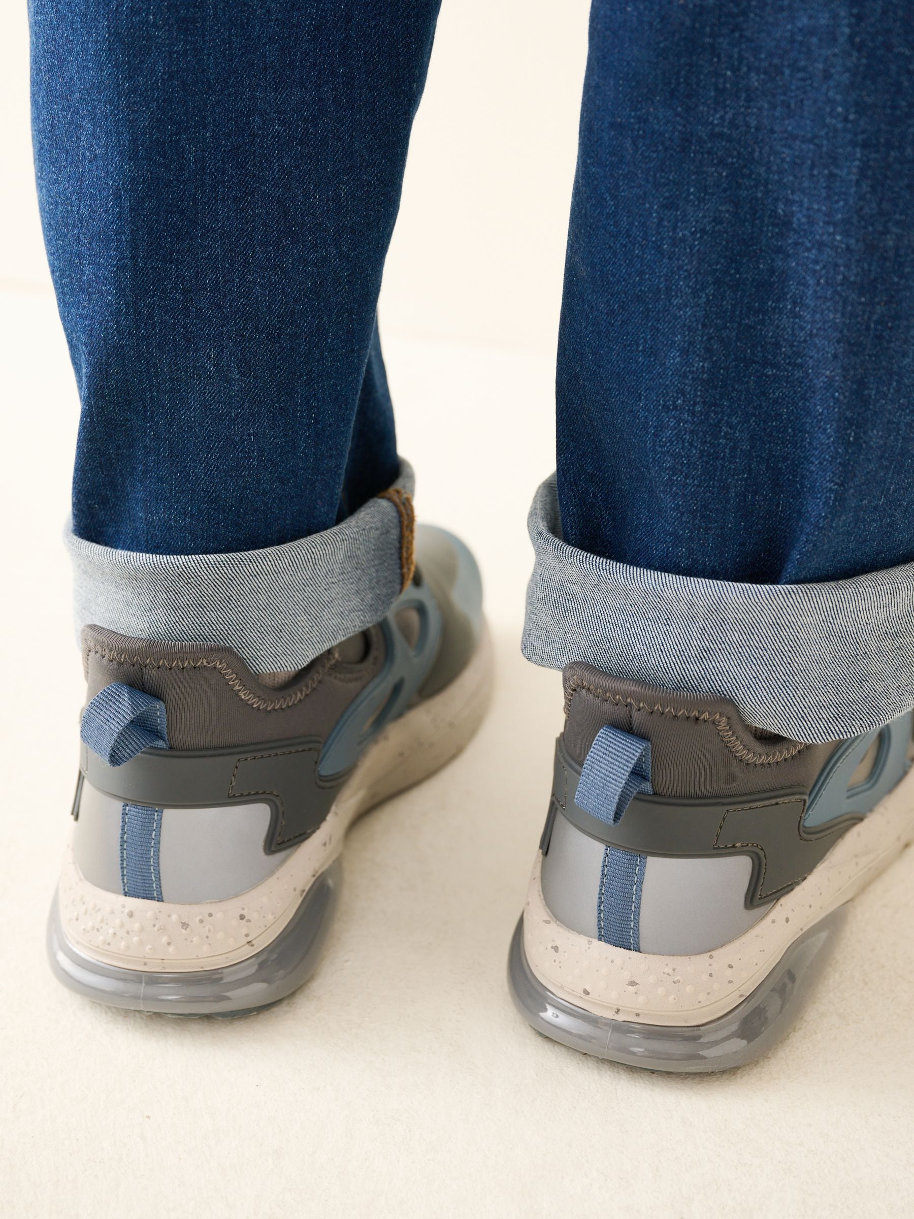 Grey Standard Fit (F) Elastic Lace Trainers image 3