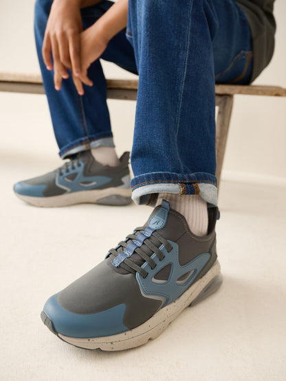 Grey Standard Fit (F) Elastic Lace Trainers image 4