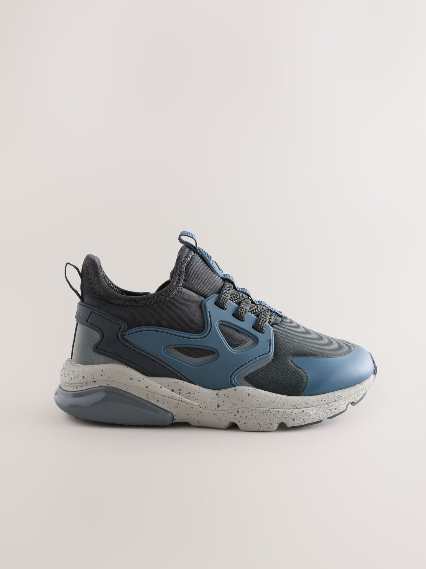 Grey Standard Fit (F) Elastic Lace Trainers image 6
