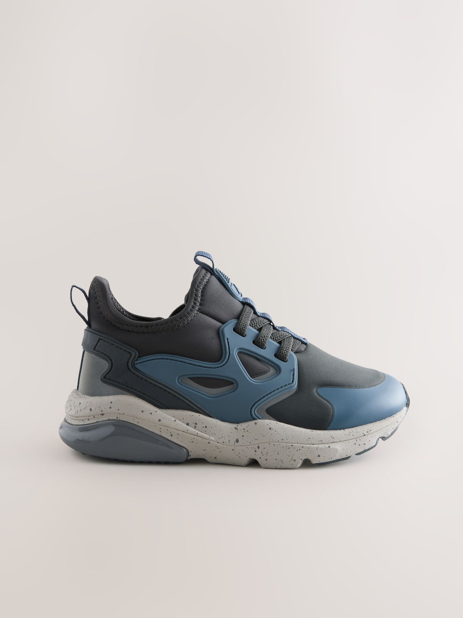 Grey Standard Fit (F) Elastic Lace Trainers image 6