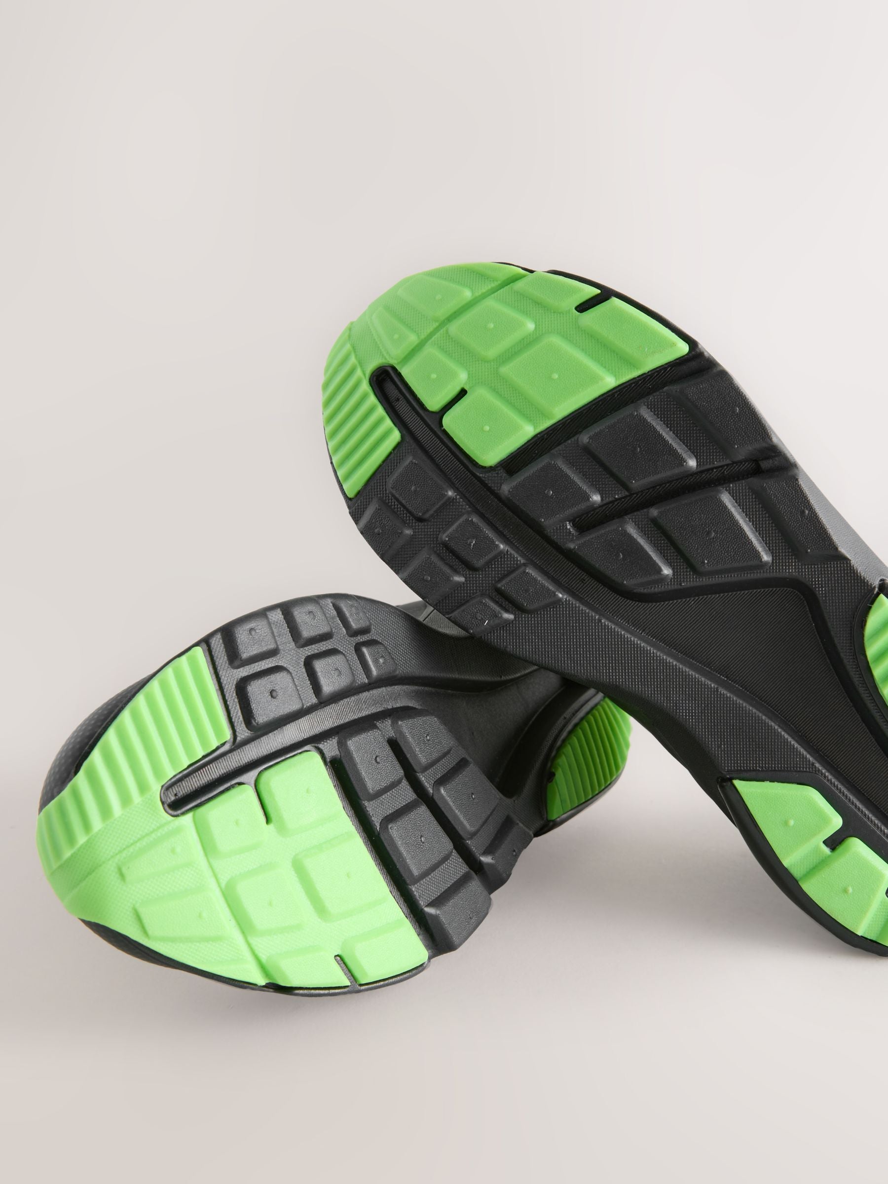 Black/Green Standard Fit (F) Elastic Lace Trainers image 9
