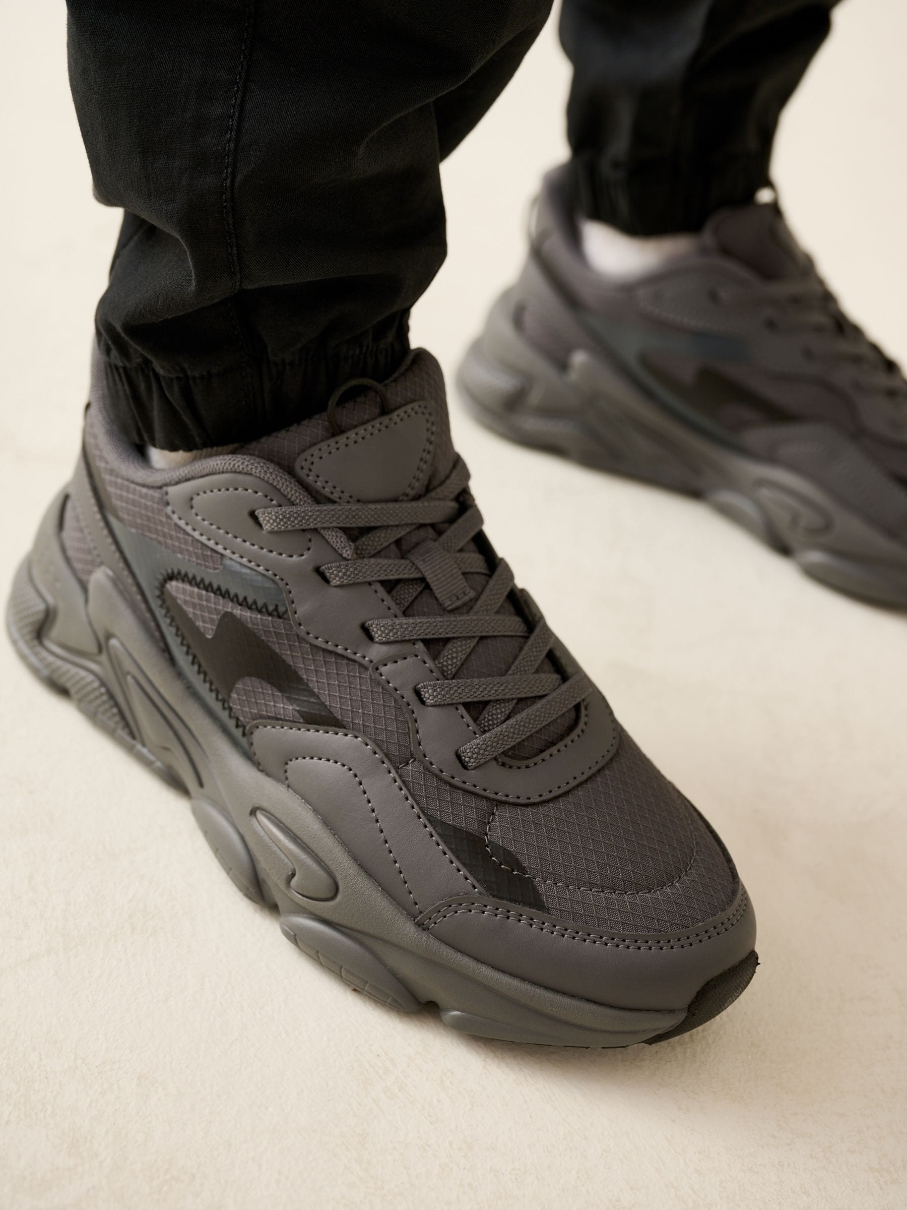 Grey Elastic Lace Trainers image 1