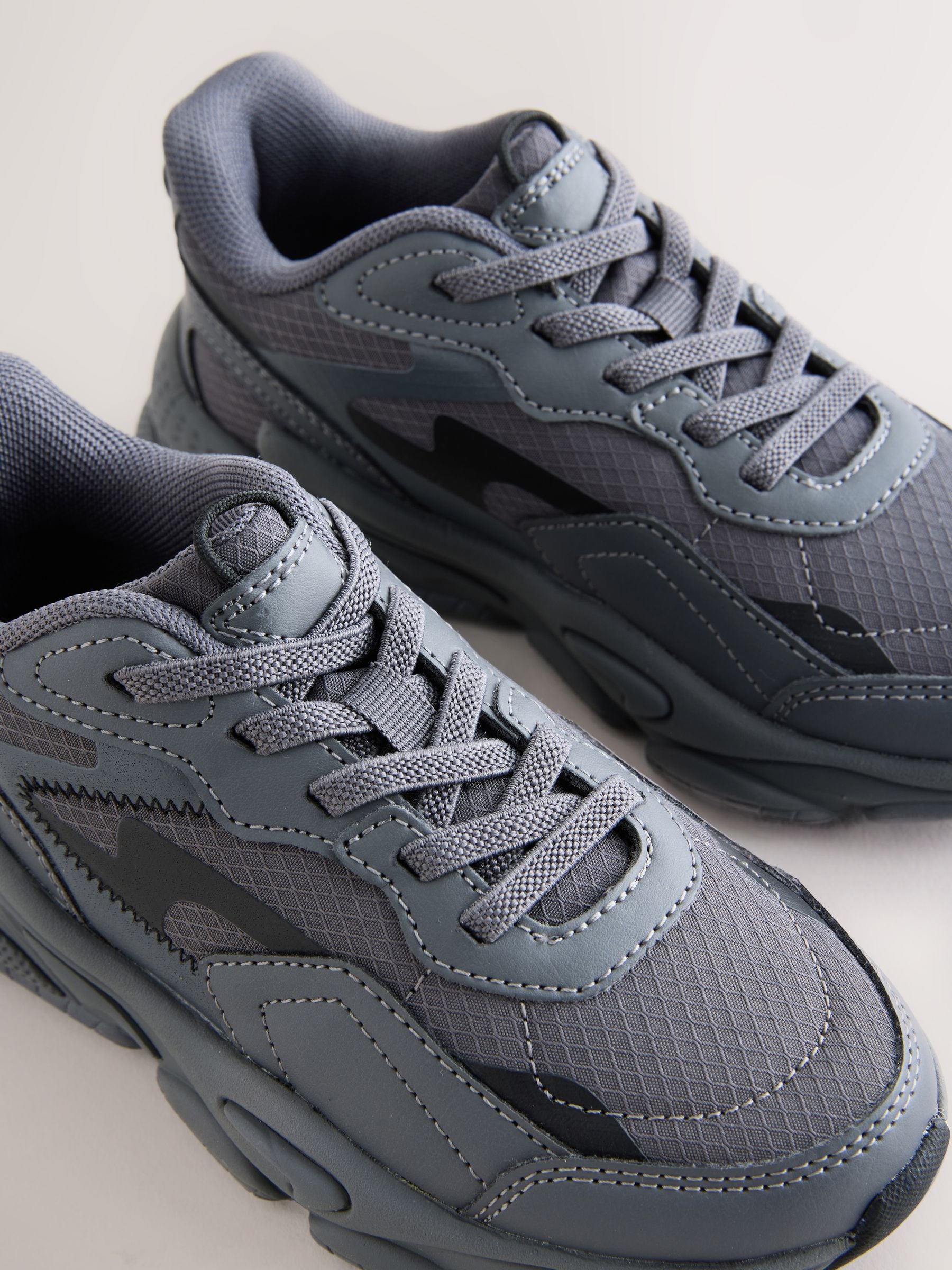 Grey Elastic Lace Trainers image 10