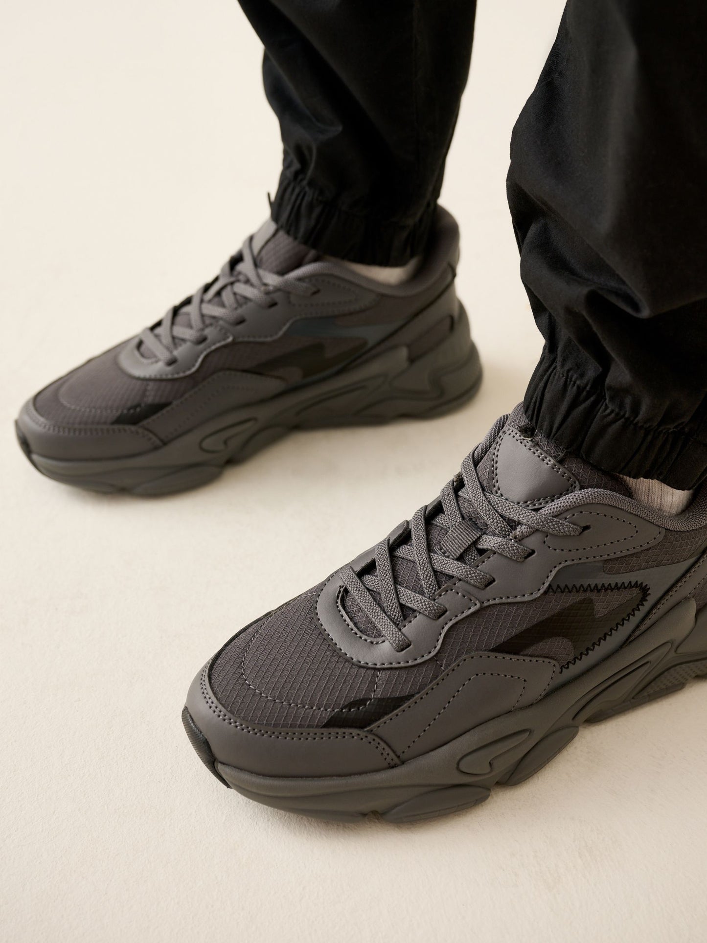 Grey Elastic Lace Trainers image 2