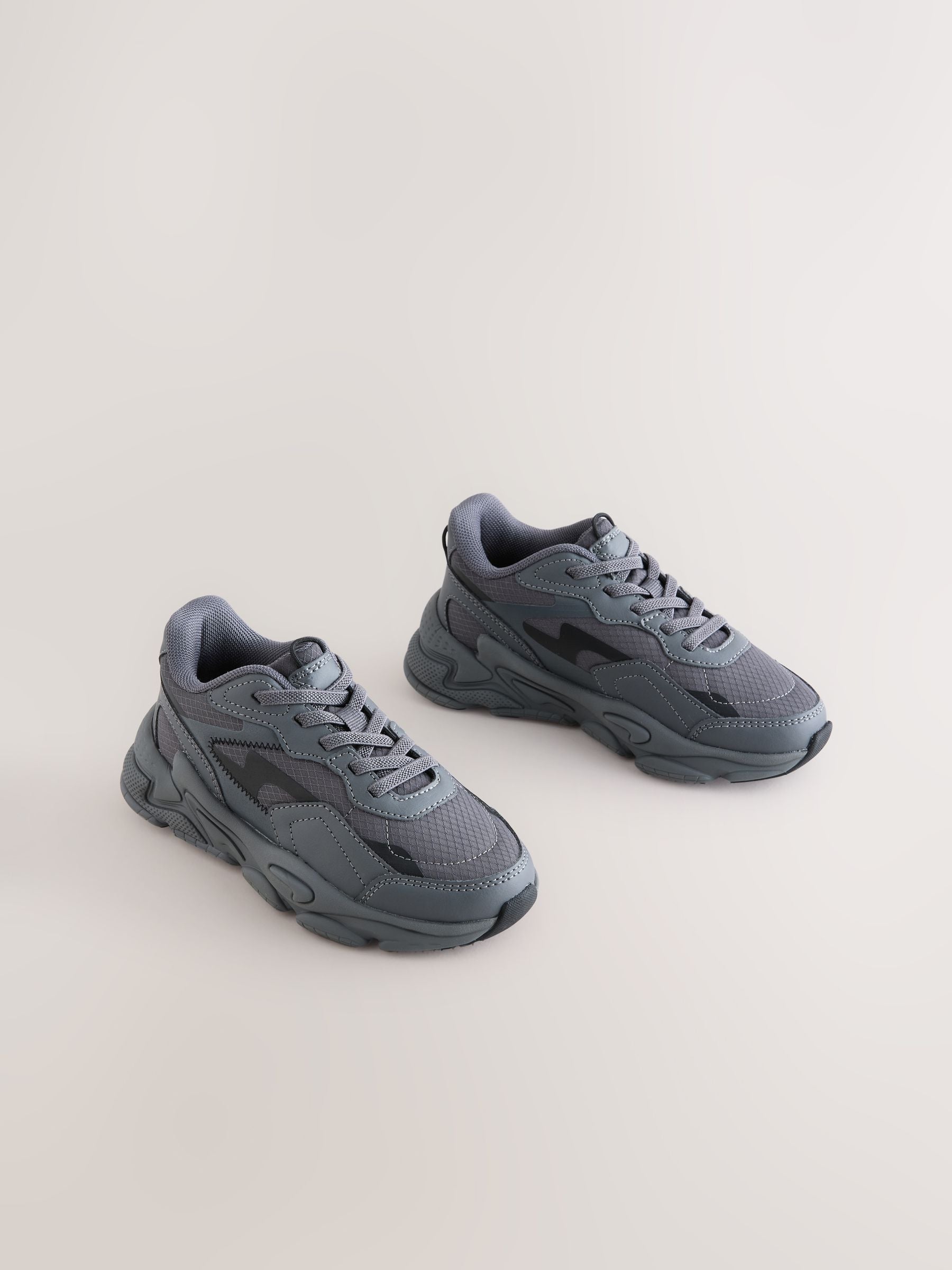 Grey Elastic Lace Trainers image 7