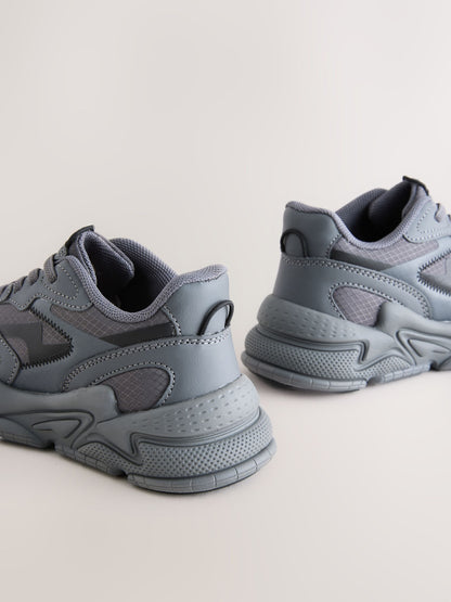 Grey Elastic Lace Trainers image 9