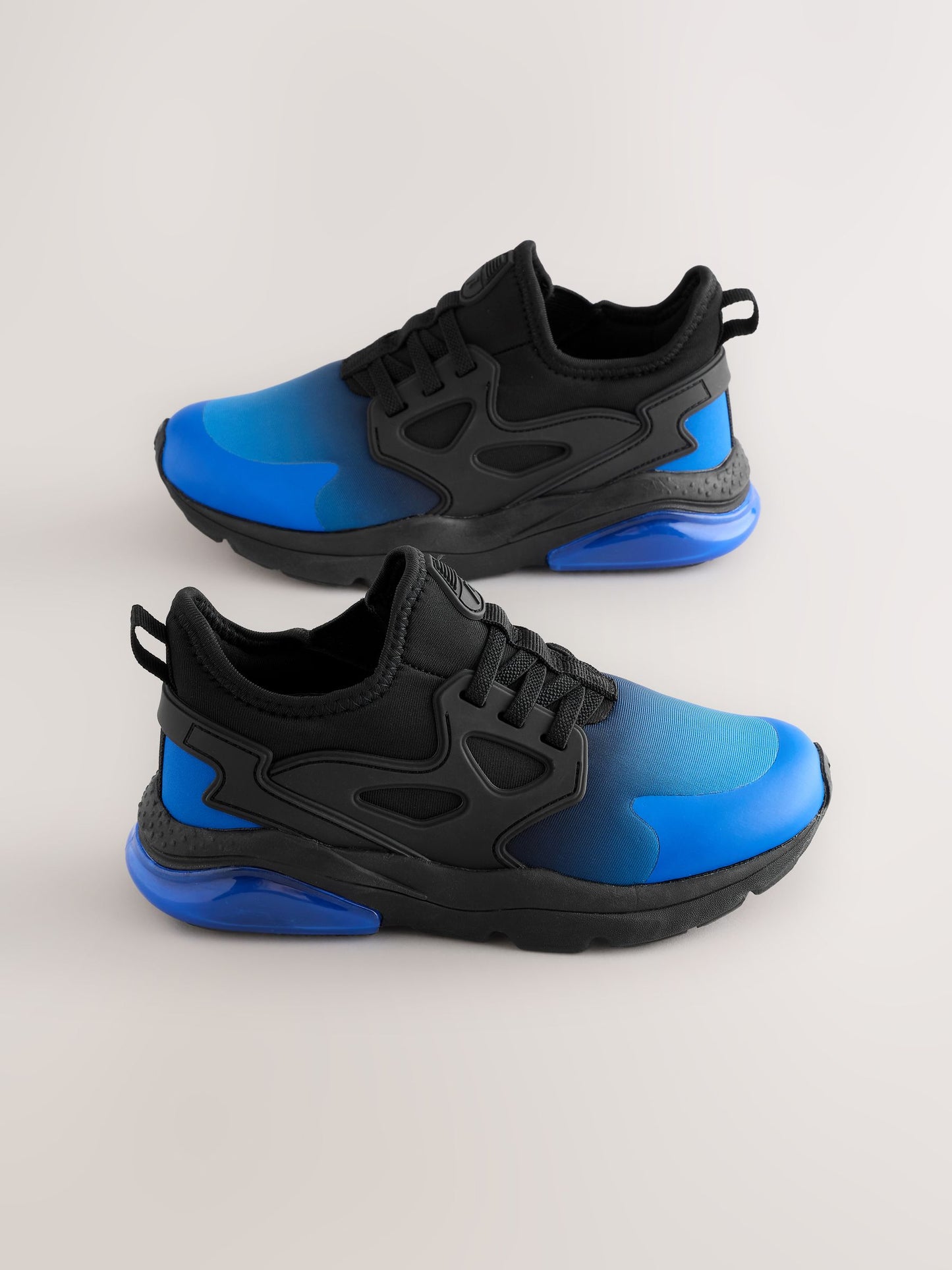 Black Blue Ombre Wide Fit (G) Elastic Lace Trainers image 1