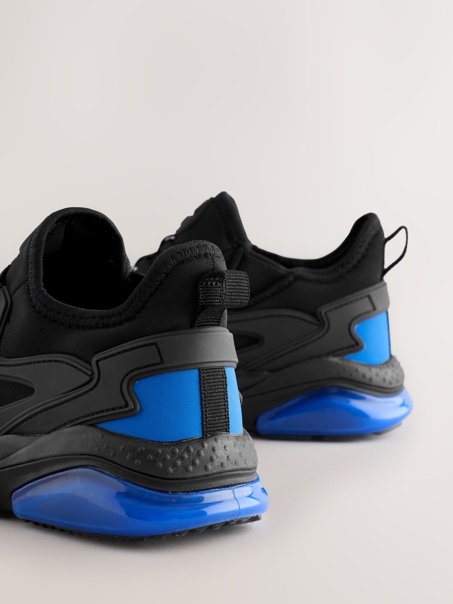 Black Blue Ombre Wide Fit (G) Elastic Lace Trainers image 4