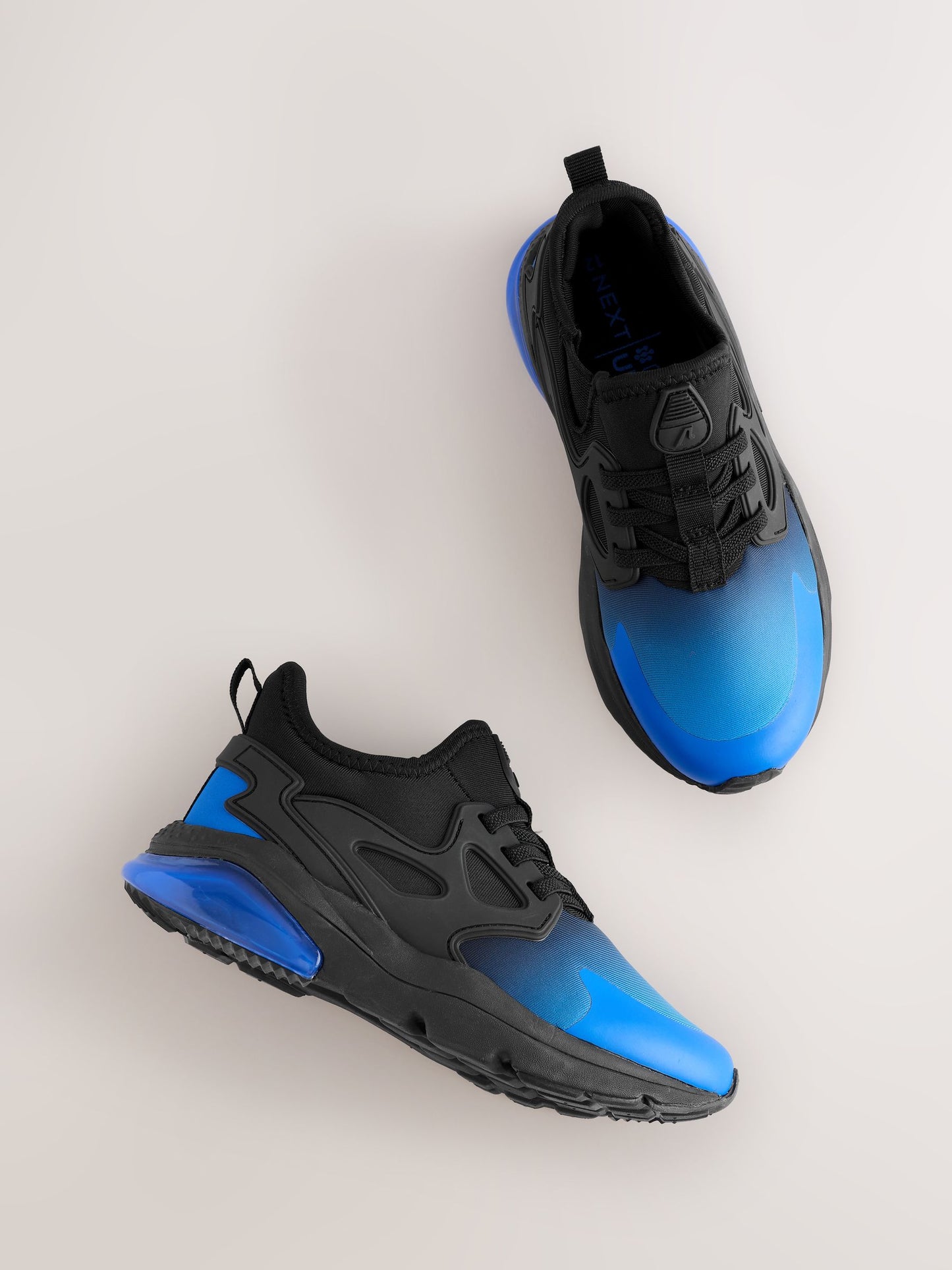 Black Blue Ombre Wide Fit (G) Elastic Lace Trainers image 5