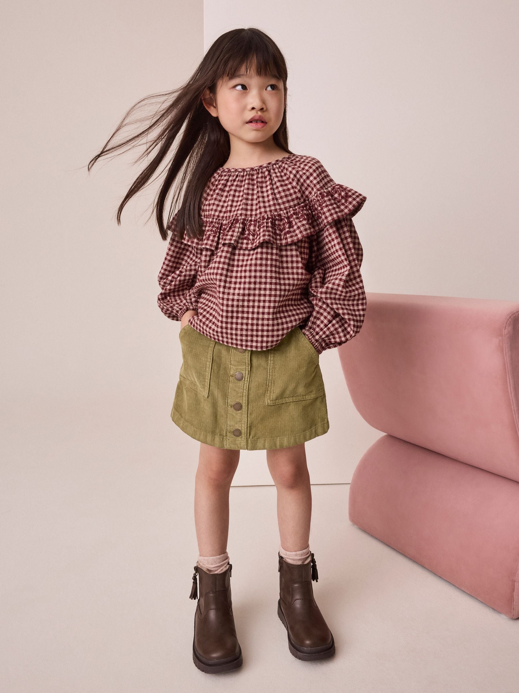 Dsiney Kidz - Khaki Green Cord Button Front Detail Skirt (3-16yrs) image 1