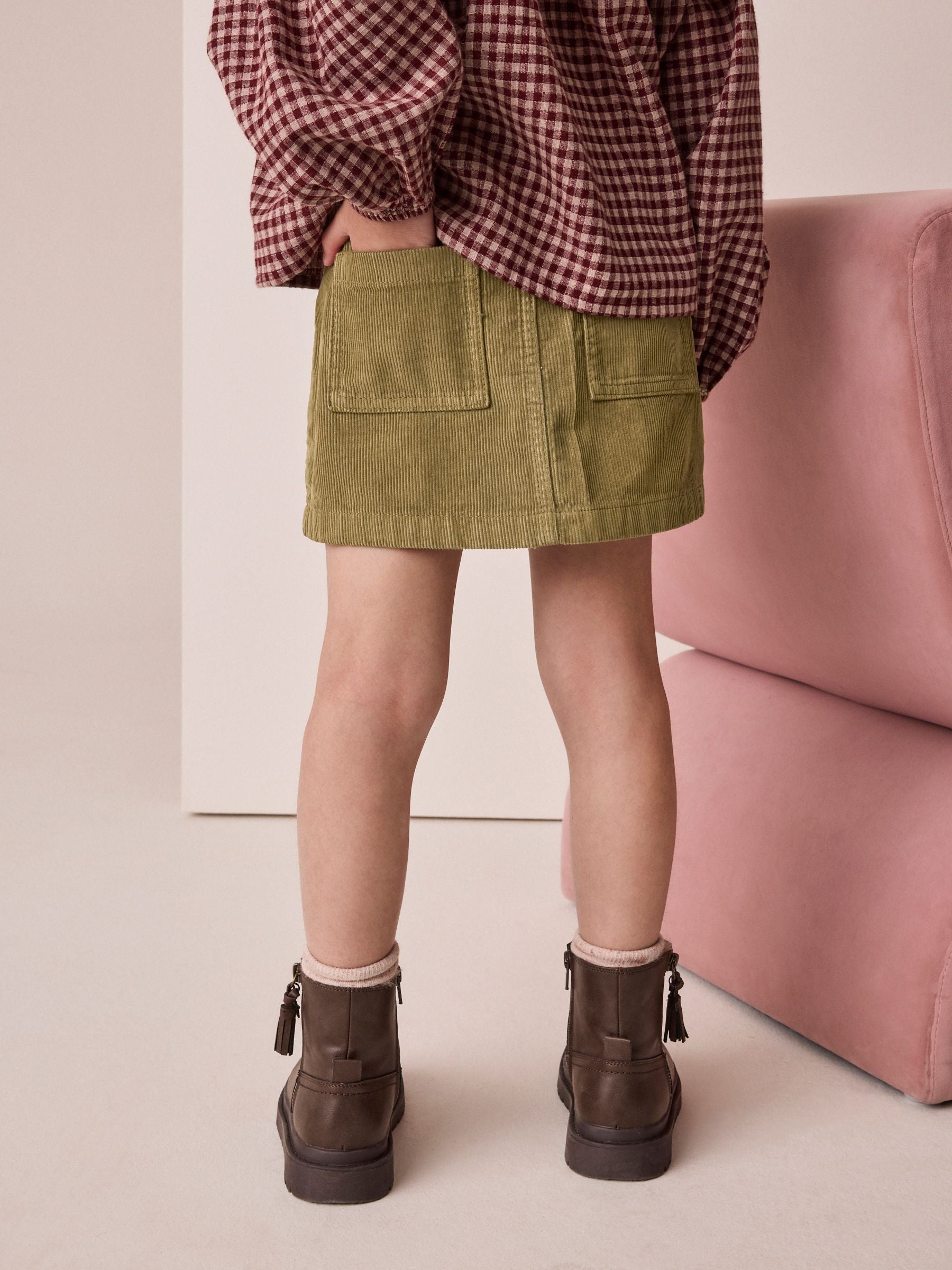 Dsiney Kidz - Khaki Green Cord Button Front Detail Skirt (3-16yrs) image 3