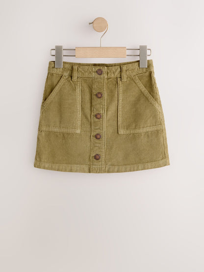 Dsiney Kidz - Khaki Green Cord Button Front Detail Skirt (3-16yrs) image 5