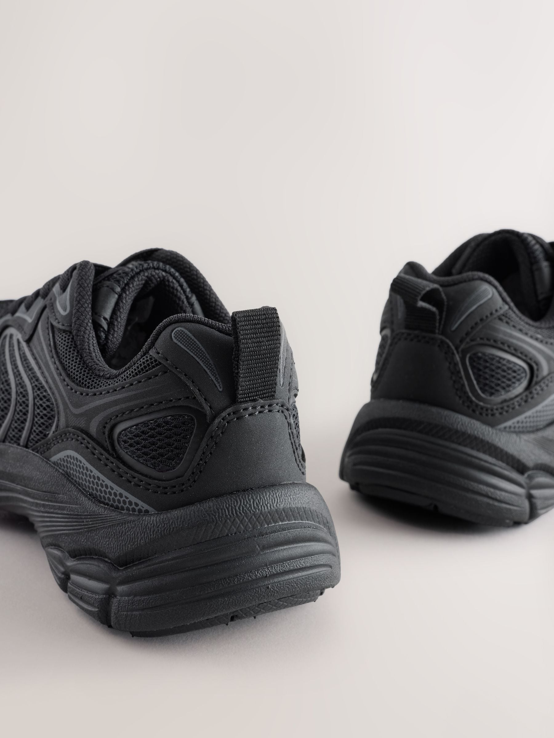 Black Standard Fit (F) Elastic Lace Trainers image 6