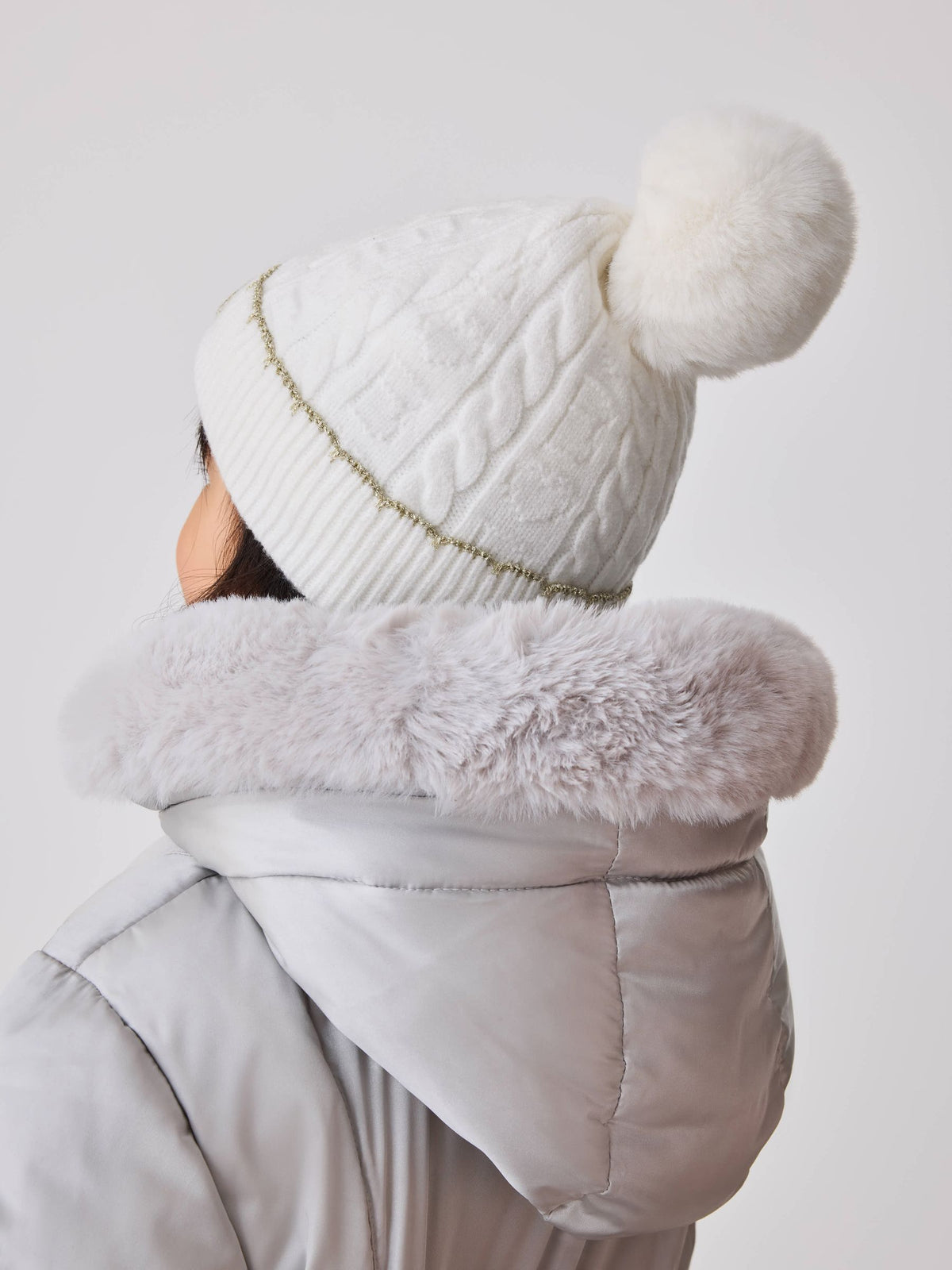 Dsiney Kidz - Baker by Ted Baker Ivory Cable Knit Heart Hat and Mittens Set image 3