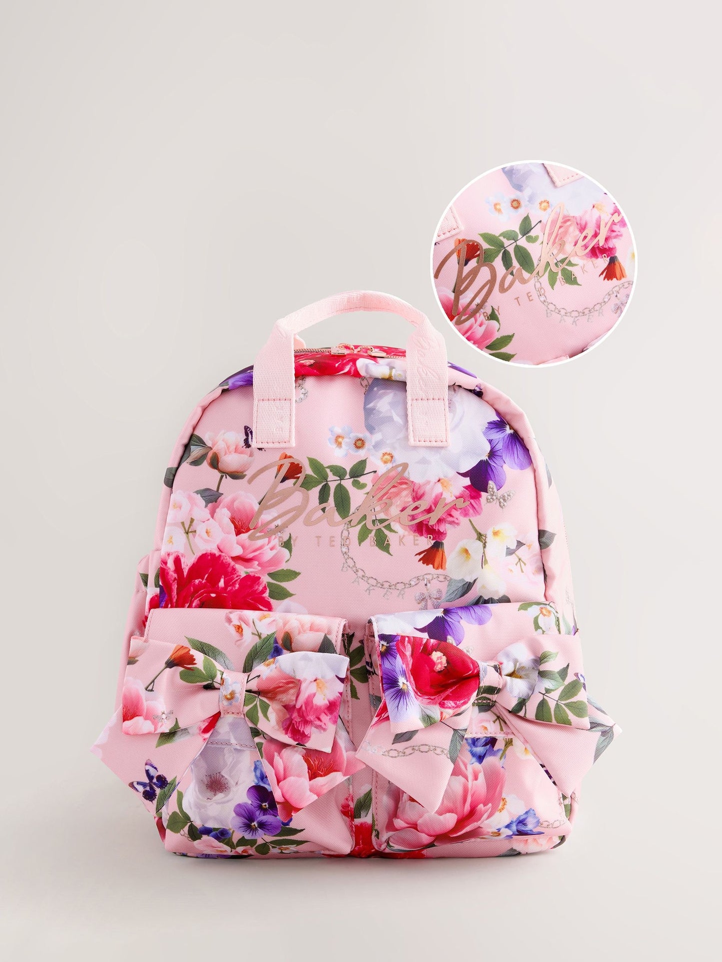 Baker by Ted Baker Pink Back to School Childrens Floral Bow Backpack image 1