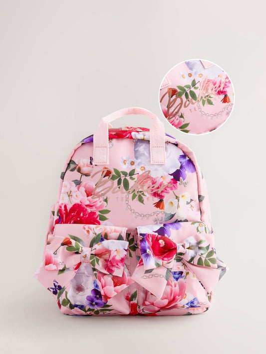 Baker by Ted Baker Pink Back to School Childrens Floral Bow Backpack image 1