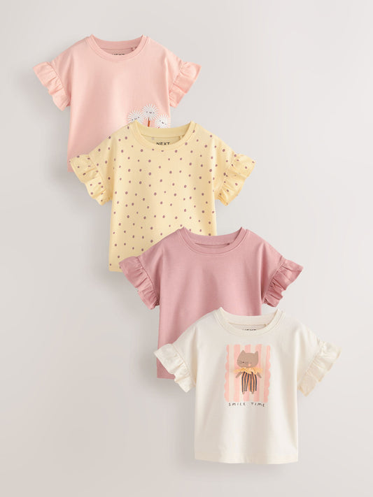 Dsiney Kidz - Neutral Pink Cat T-Shirts 4 Pack (3mths-7yrs) image 1