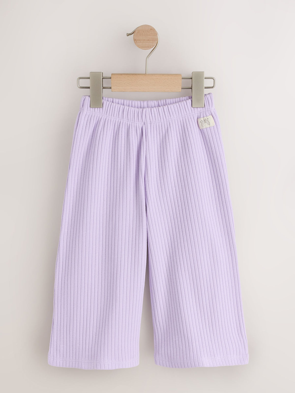 Dsiney Kidz - Neutral/Lilac Ribbed Wide Leg Trousers 3 Pack (3mths-7yrs) image 4