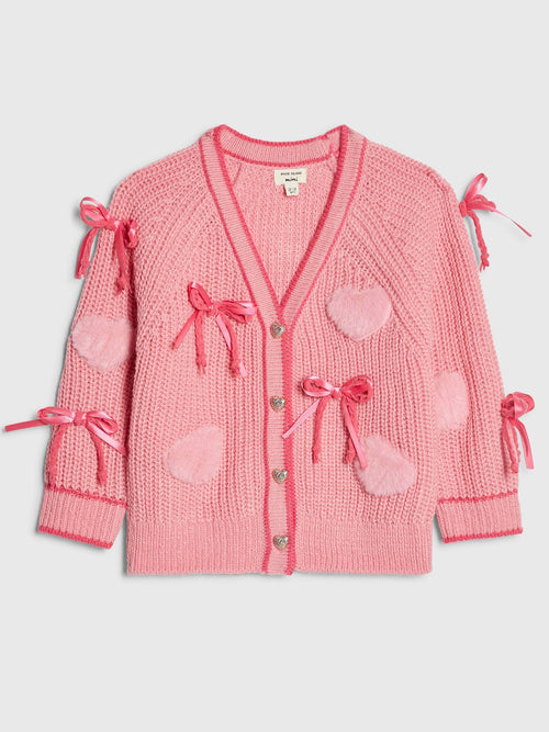 Dsiney Kidz - River Island Pink 3D Heart & Bow Cardigan image 1