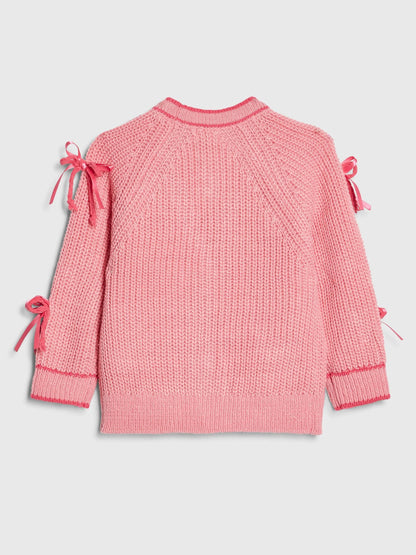 River Island Pink 3D Heart & Bow Cardigan image 2