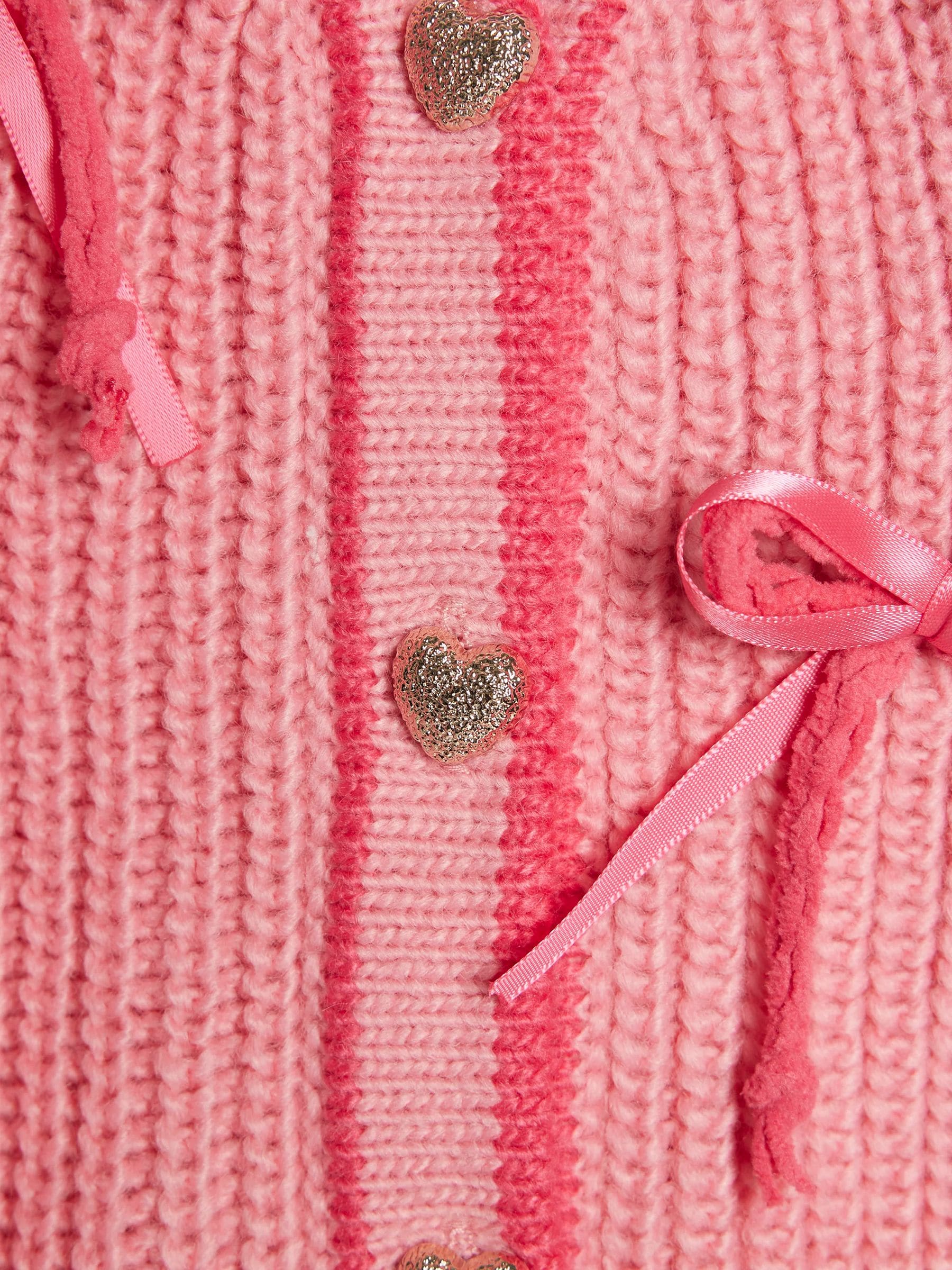 River Island Pink 3D Heart & Bow Cardigan image 3