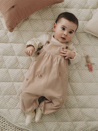 Ecru Bunny Baby Cord Dungarees And Long Sleeve Bodysuits 2 Piece Set (0mths-2yrs) image 1