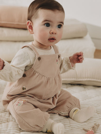 Ecru Bunny Baby Cord Dungarees And Long Sleeve Bodysuits 2 Piece Set (0mths-2yrs) image 3