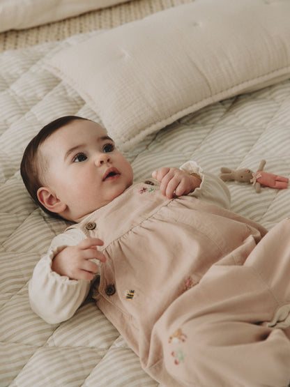 Ecru Bunny Baby Cord Dungarees And Long Sleeve Bodysuits 2 Piece Set (0mths-2yrs) image 4