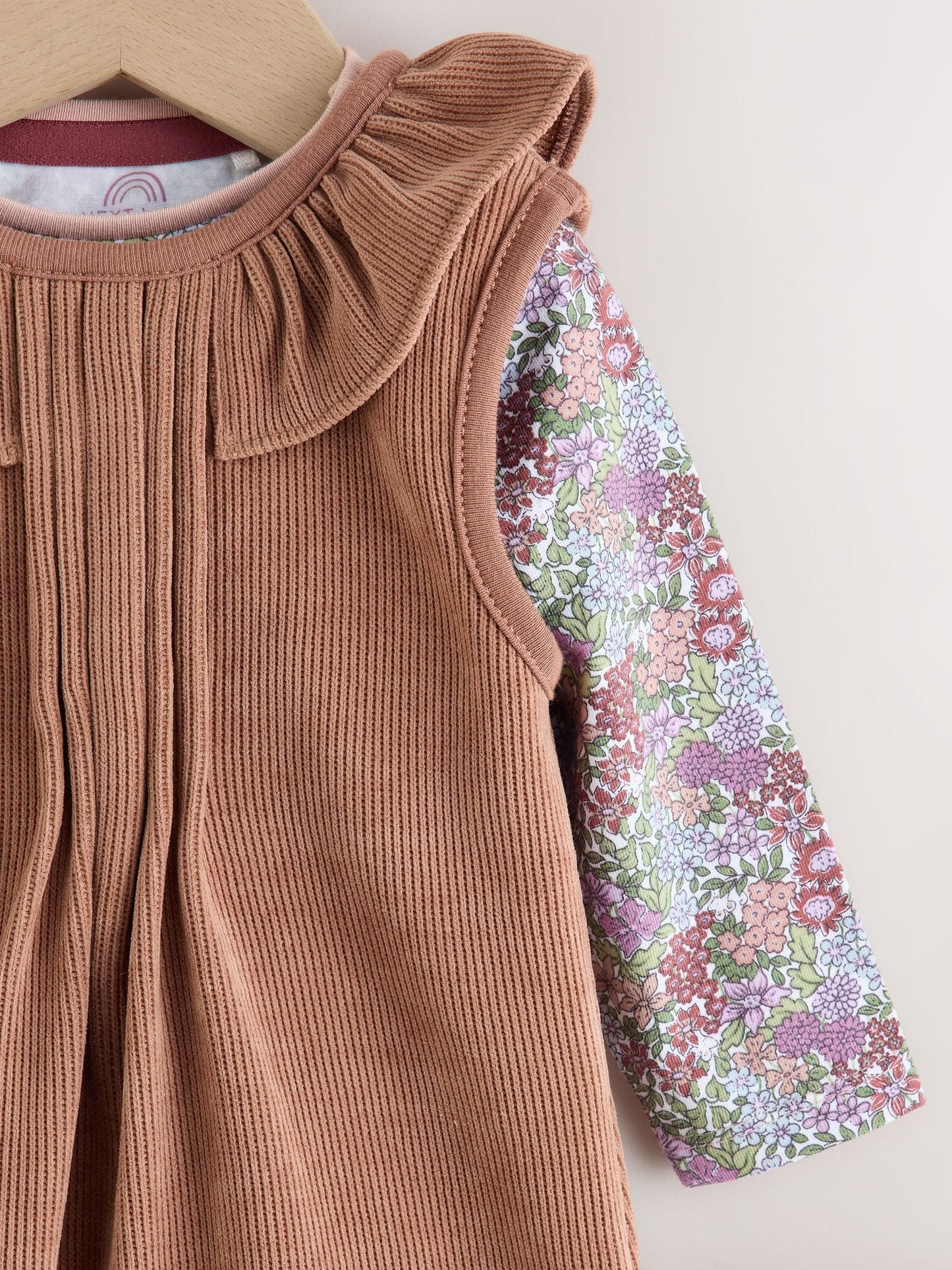 Chocolate Brown Corduroy Baby Long Sleeve Bodysuit And Dungarees 2 Piece Set (0mths-2yrs) image 4