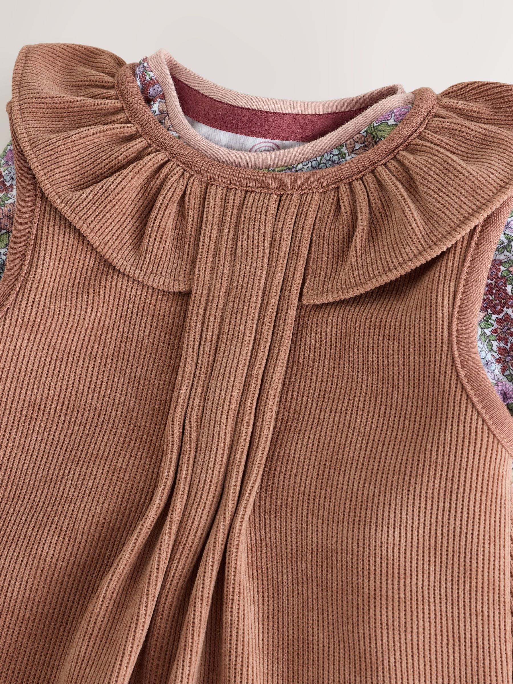 Chocolate Brown Corduroy Baby Long Sleeve Bodysuit And Dungarees 2 Piece Set (0mths-2yrs) image 5