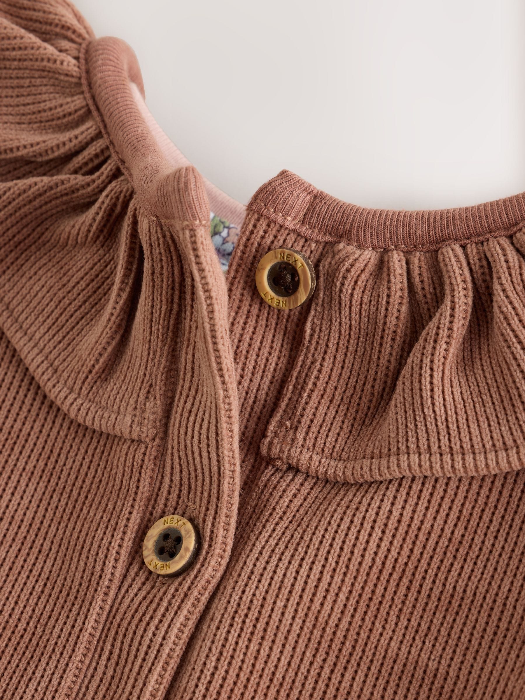 Chocolate Brown Corduroy Baby Long Sleeve Bodysuit And Dungarees 2 Piece Set (0mths-2yrs) image 7