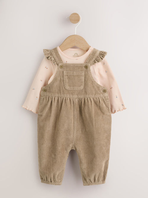 Sage Green Cord Dungaree and Bodysuit Baby Set 2 Piece (0mths-2yrs) image 1