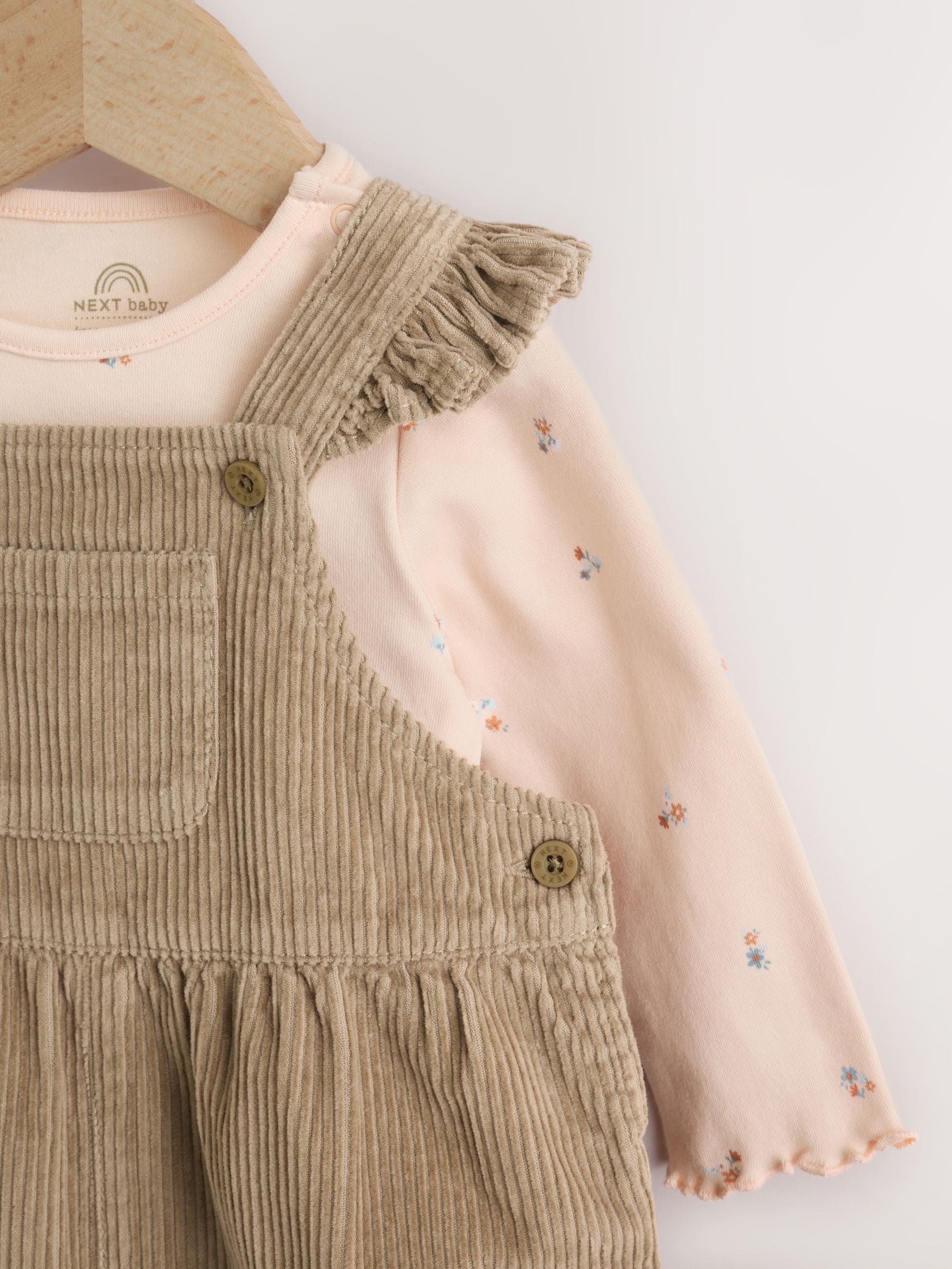 Sage Green Cord Dungaree and Bodysuit Baby Set 2 Piece (0mths-2yrs) image 4