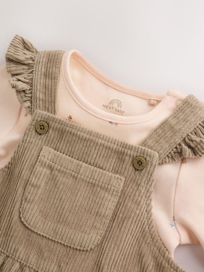 Sage Green Cord Dungaree and Bodysuit Baby Set 2 Piece (0mths-2yrs) image 5