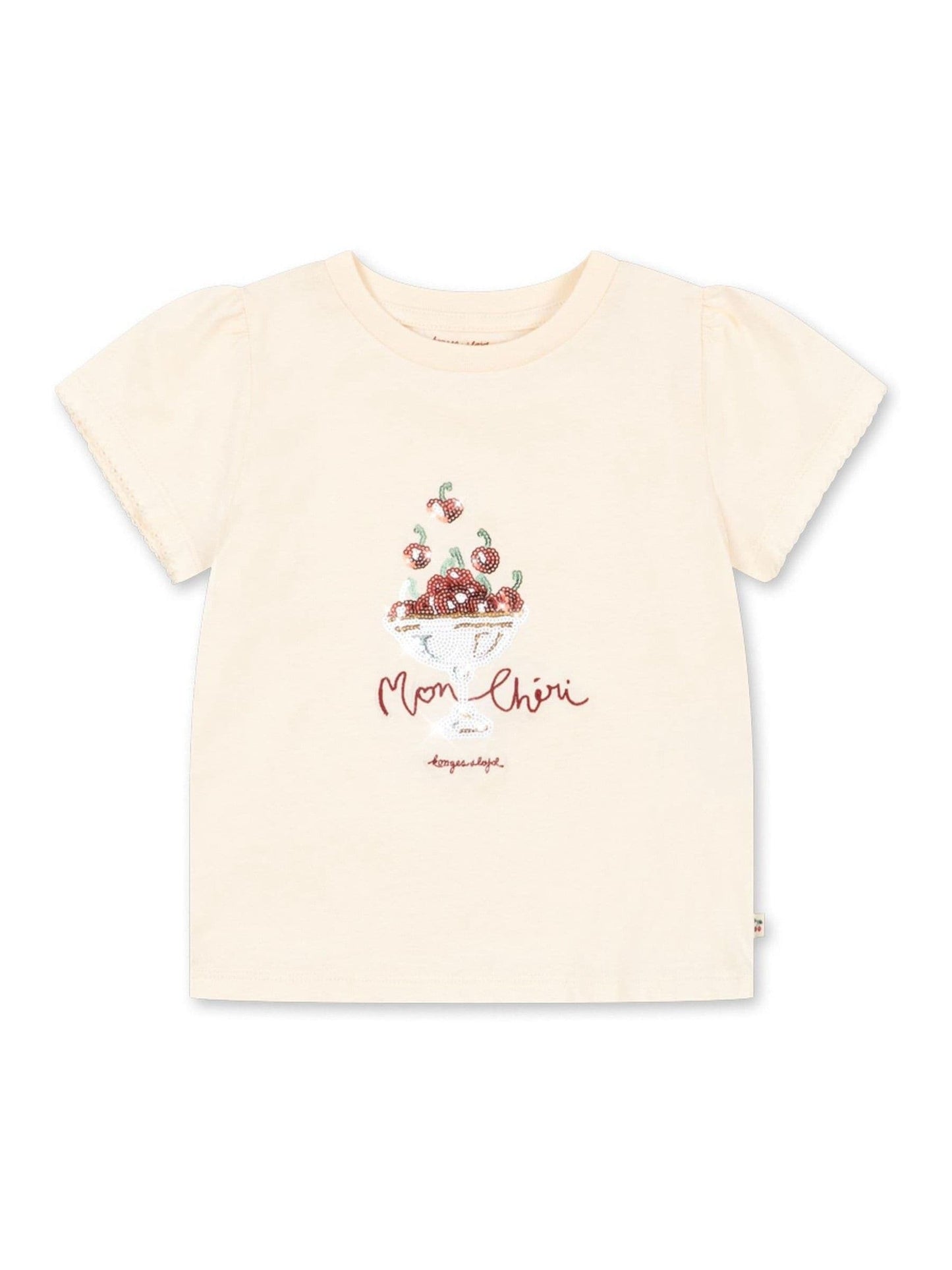 Konges Sløjd Cream Famo Mon Cherry Print Puff Sleeve T-Shirt image 1