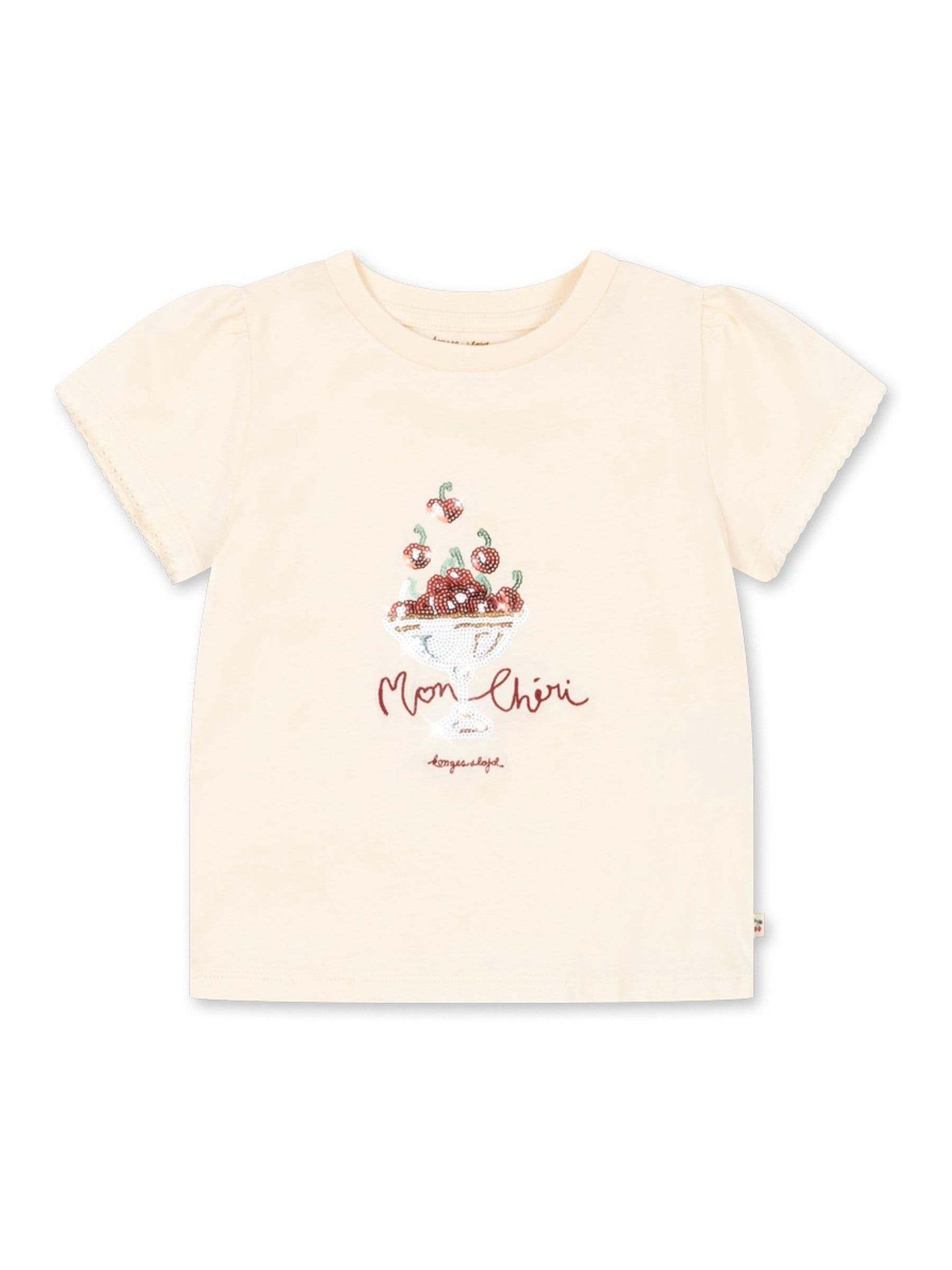 Konges Sløjd Cream Famo Mon Cherry Print Puff Sleeve T-Shirt image 1