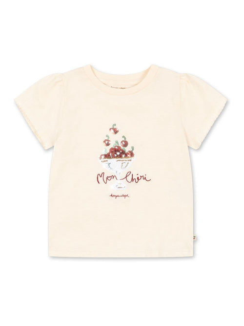 Konges Sløjd Cream Famo Mon Cherry Print Puff Sleeve T-Shirt image 1