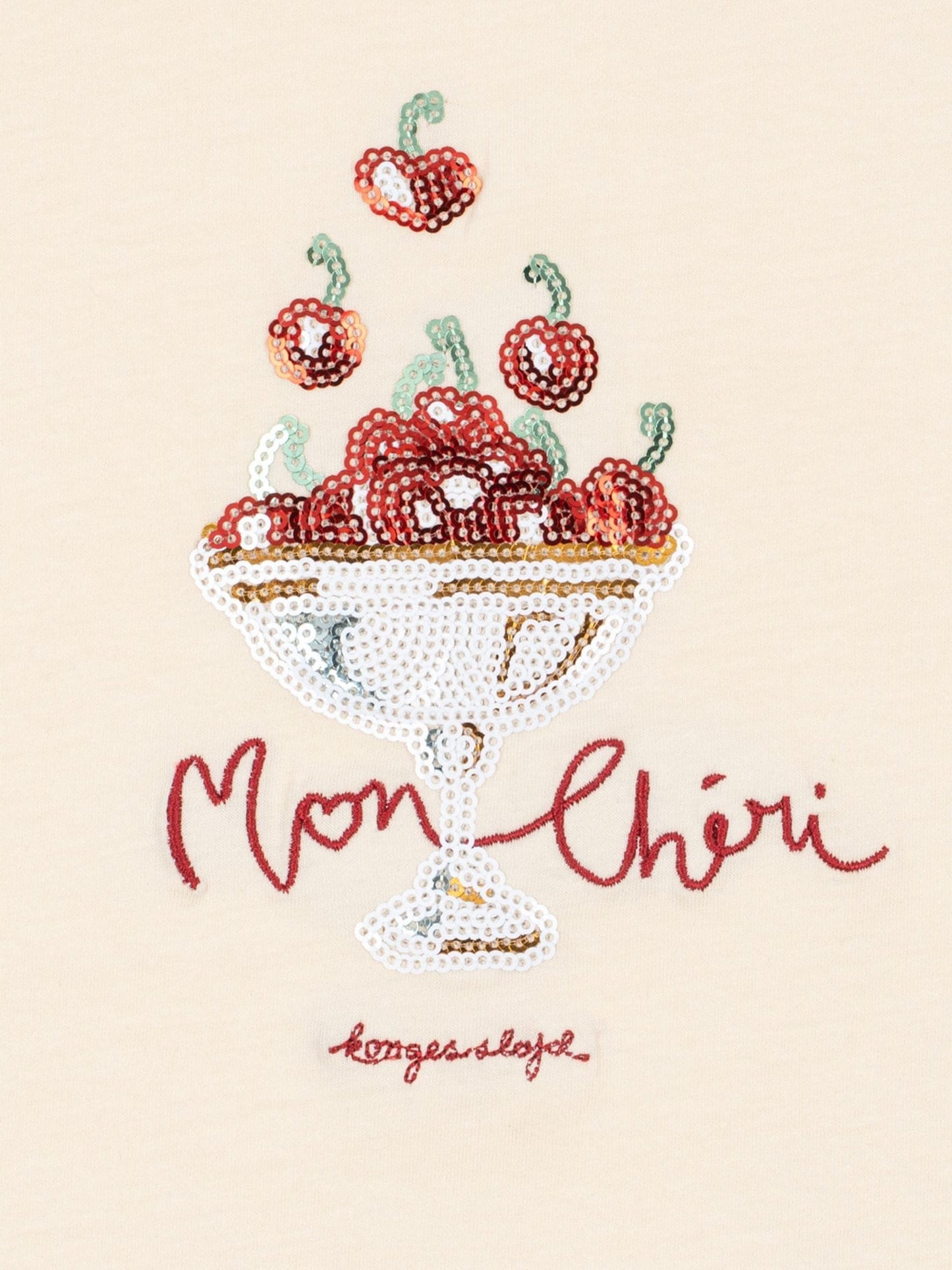 Konges Sløjd Cream Famo Mon Cherry Print Puff Sleeve T-Shirt image 4