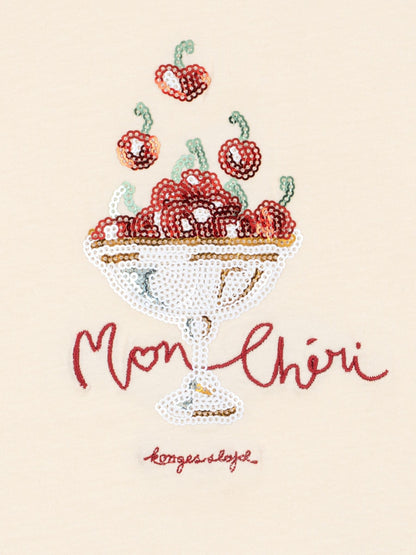 Konges Sløjd Cream Famo Mon Cherry Print Puff Sleeve T-Shirt image 4