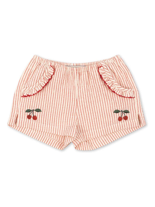 Konges Sløjd Pink Ellie Frill Cherry Embroidered Shorts image 1