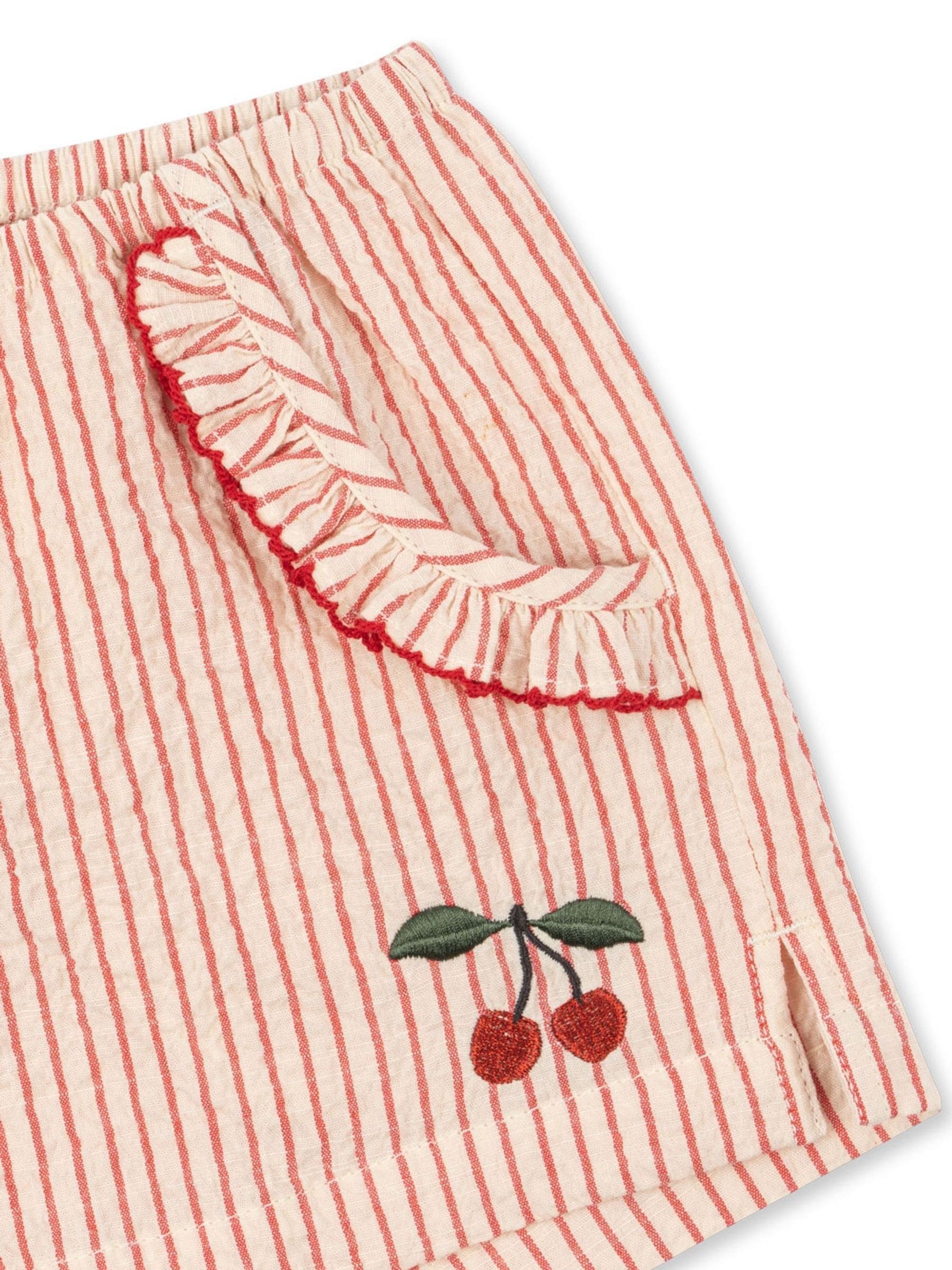Konges Sløjd Pink Ellie Frill Cherry Embroidered Shorts image 3