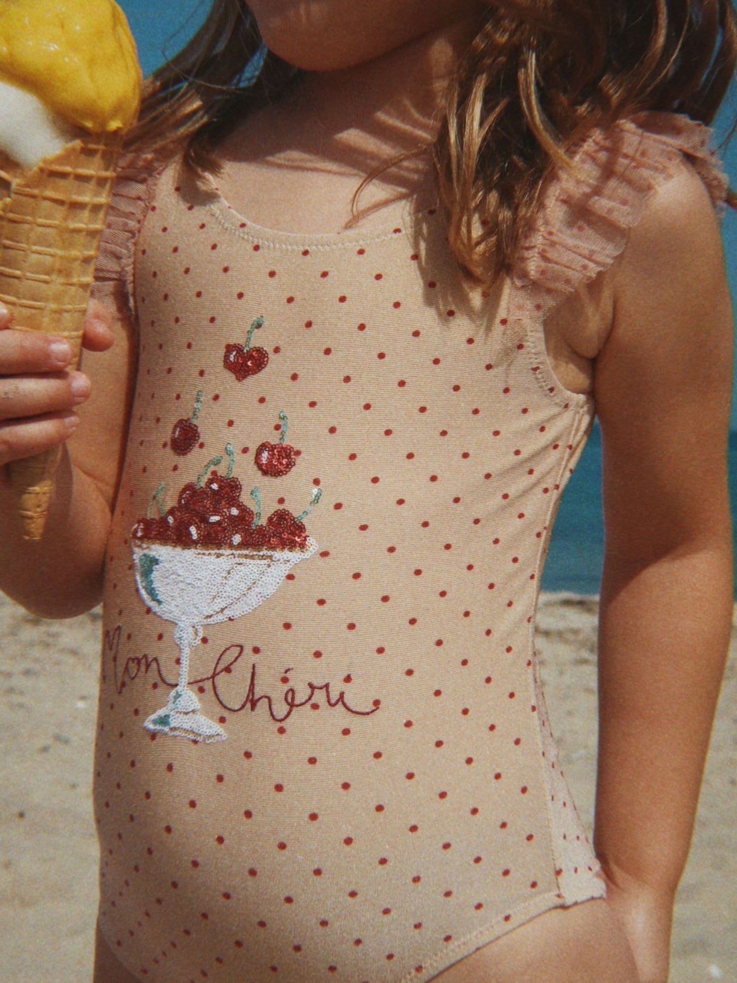 Konges Sløjd Natural Amandine Mon Cherry Print Polka Dot Swimsuit image 1