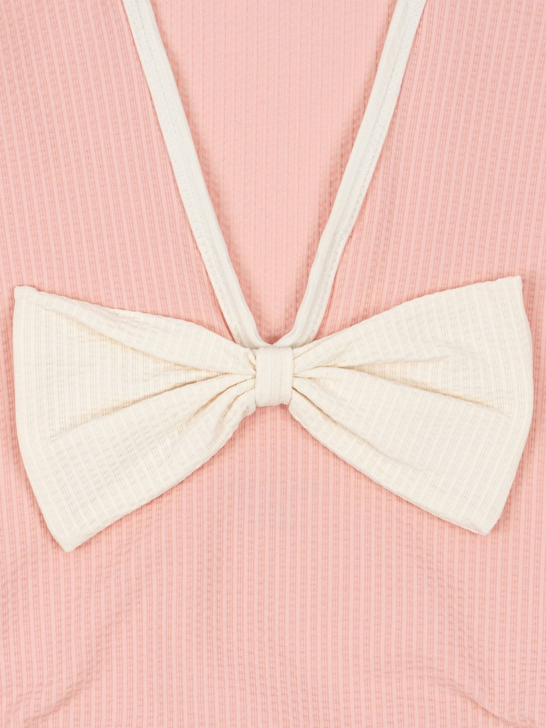 Konges Sløjd Pink Bowie Low Back Swimsuit With Bow Detail image 3