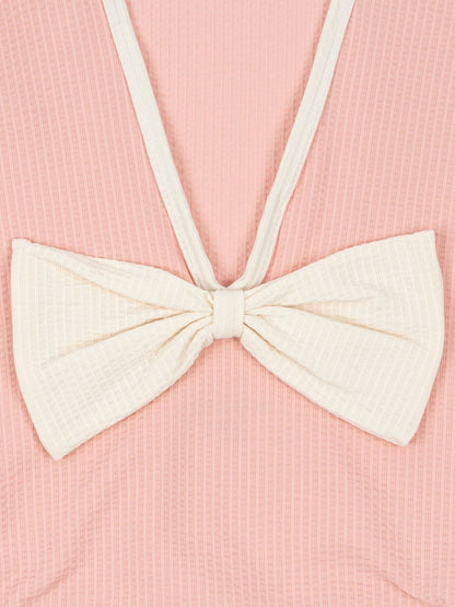Konges Sløjd Pink Bowie Low Back Swimsuit With Bow Detail image 3